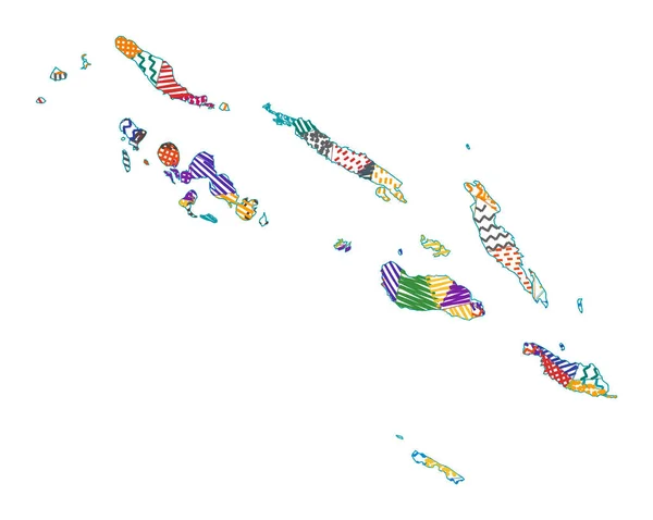 Mapa Šalamounových ostrovů v dětském stylu Ručně kreslené mnohoúhelníky ve tvaru vektoru Šalamounových ostrovů — Stockový vektor