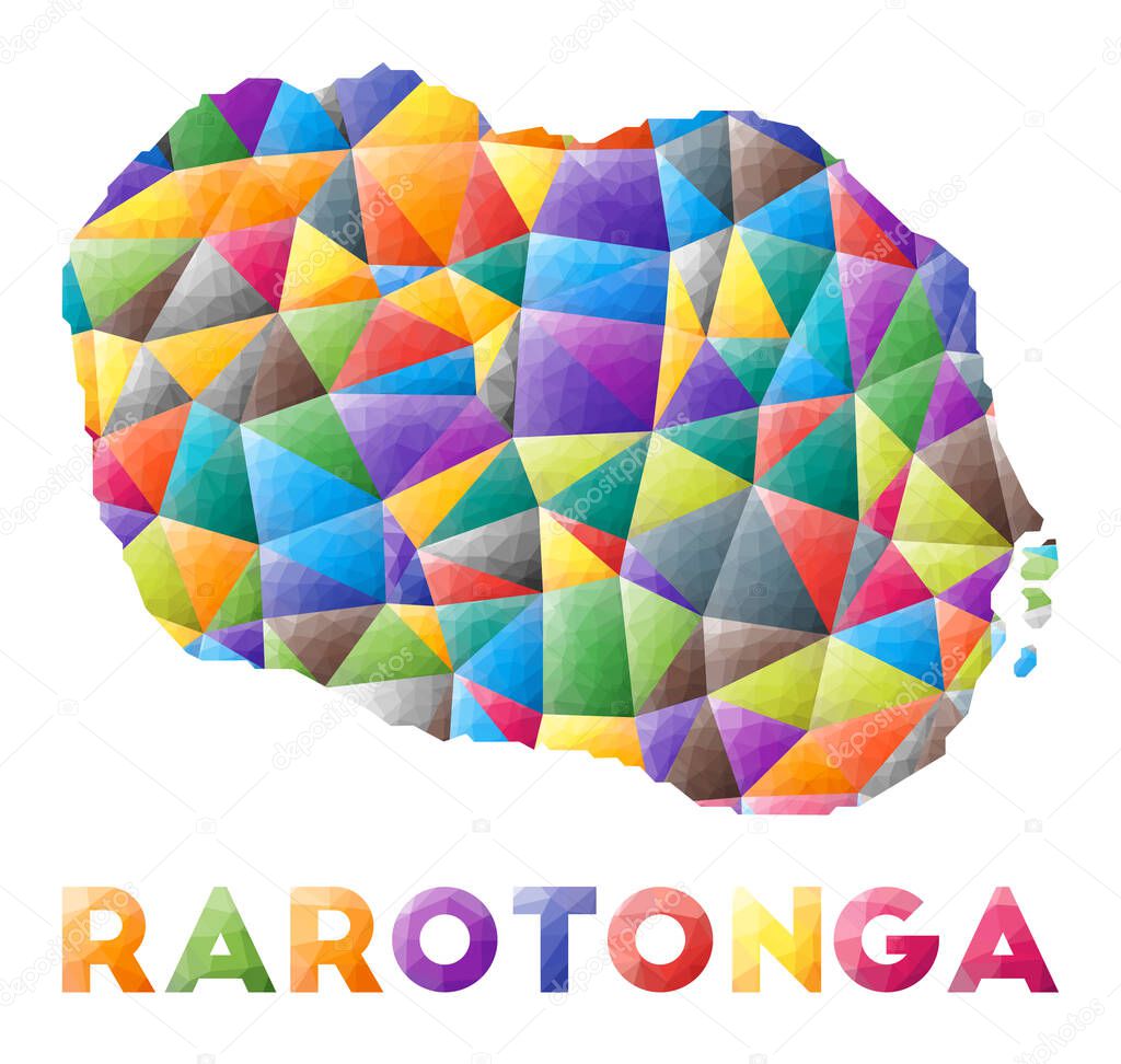 Rarotonga  colorful low poly island shape Multicolor geometric triangles Modern trendy design