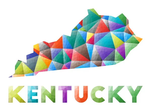 Kentucky kleurrijke laag poly ons staat vorm Multicolor geometrische driehoeken Modern trendy ontwerp — Stockvector