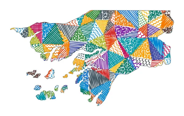 Mapa de estilo infantil de GuineaBissau Polígonos dibujados a mano en forma de vector de GuineaBissau — Vector de stock