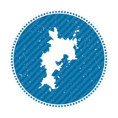 Ada vektör illüstrasyonunun haritalı Komodo çizgili geçmişe yolculuk etiketi