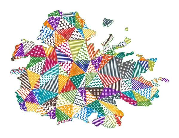 Mapa Antiguy v dětském stylu Ručně kreslené polygony ve tvaru vektorové ilustrace Antigua — Stockový vektor