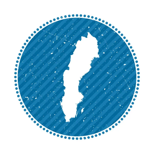 スウェーデンの縞模様のレトロ旅行ステッカーバッジ国の地図ベクトルイラスト付き使用することができます — ストックベクタ