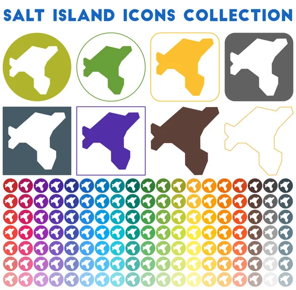Colección de iconos de Salt Island Iconos de mapa de moda de colores brillantes Insignia moderna de Salt Island con — Vector de stock