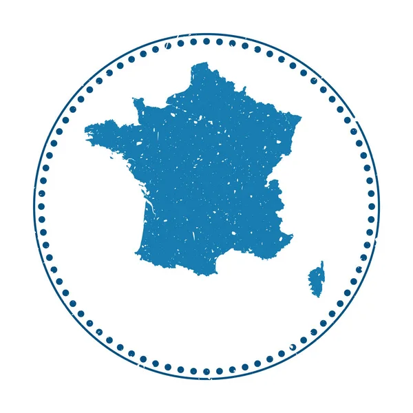 Fransa çıkartması ülke vektör illüstrasyonunun haritasını içeren lastik damga ile seyahat etmek için kullanılabilir — Stok Vektör