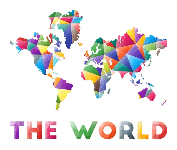 A világ színes alacsony poly világ alakú Multicolor geometriai háromszögek Modern trendi design — Stock Vector