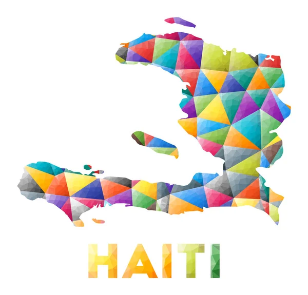 Haiti színes alacsony poly ország alakja Multicolor geometriai háromszögek Modern trendi design — Stock Vector