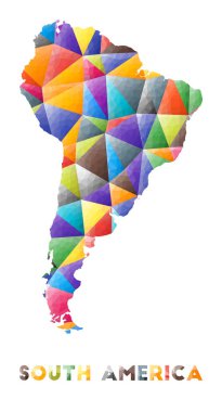 Güney Amerika renkli düşük poli kıta şekilli çok renkli geometrik üçgenler Modern trend