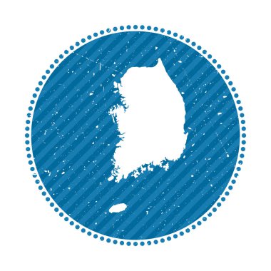 Güney Kore çizgili seyahat etiketi Ülke vektör illüstrasyonunun haritası ile birlikte