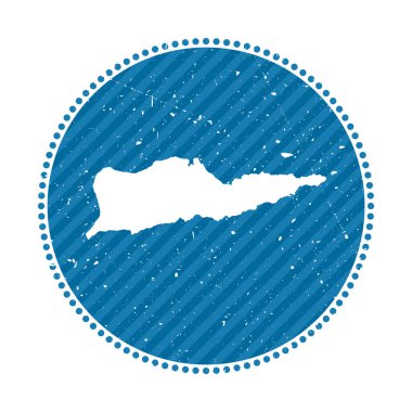 Saint Croix çizgili geçmişe yolculuk etiketi. Üzerinde ada vektör illüstrasyonunun haritası var. Kullanılabilir.