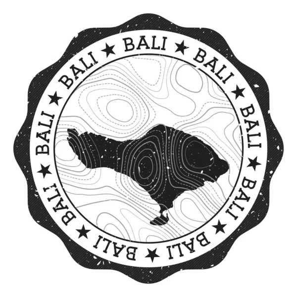 Znaczek na zewnątrz Bali Okrągła naklejka z mapą wyspy z izolatkami topograficznymi Ilustracja wektora — Wektor stockowy