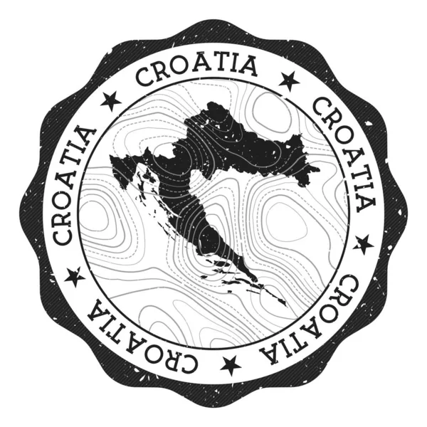 Croácia carimbo ao ar livre Adesivo redondo com mapa do país com isolados topográficos Vector —  Vetores de Stock