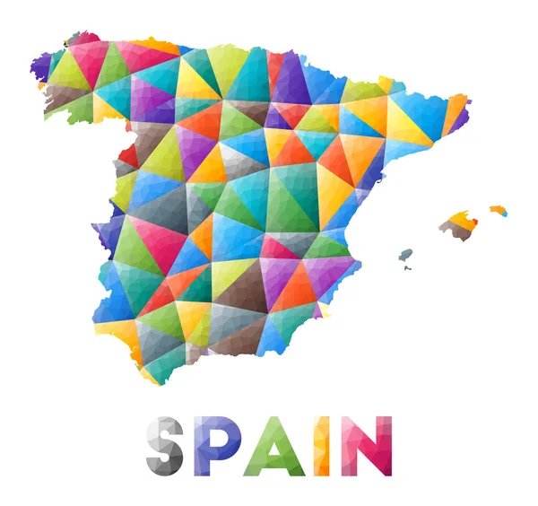 Espanha colorido baixo poli país forma Multicolor triângulos geométricos Moderno design moderno —  Vetores de Stock