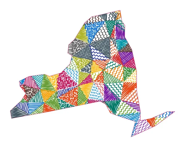 Mapa de estilo Kid de Nova York Polígonos desenhados à mão em forma de ilustração do Vetor de Nova York —  Vetores de Stock