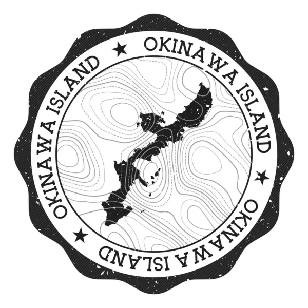 Sello exterior Isla Okinawa Sticker redondo con mapa de isla con aislamientos topográficos Vector — Vector de stock