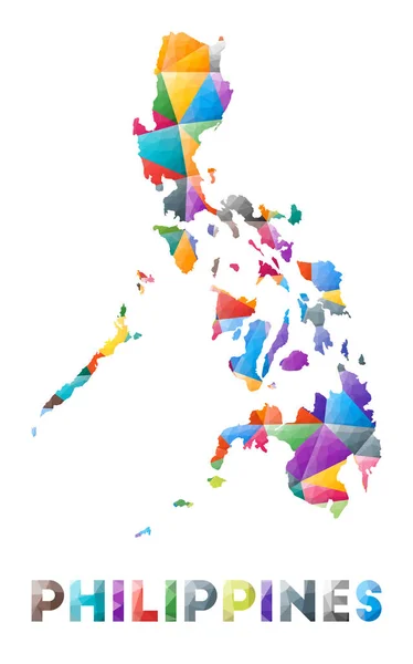 Filipine colorat poli scăzut formă de țară Triunghiuri geometrice multicolore Design modern la modă — Vector de stoc