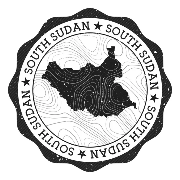 Sudão do Sul carimbo ao ar livre Adesivo redondo com mapa do país com isolados topográficos Vector —  Vetores de Stock