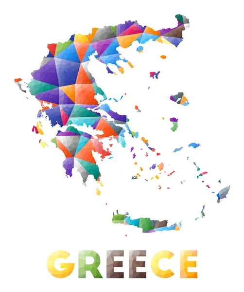 Ελλάδα πολύχρωμο χαμηλό poly country σχήμα Πολύχρωμα γεωμετρικά τρίγωνα Μοντέρνο μοντέρνο σχέδιο — Διανυσματικό Αρχείο