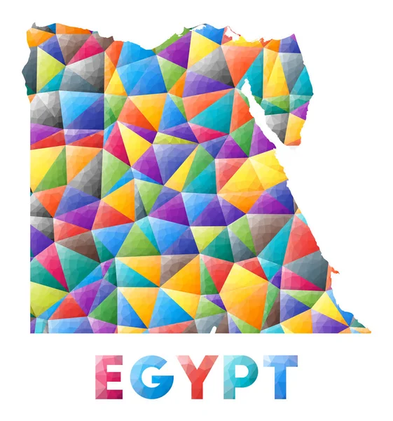 Αίγυπτος πολύχρωμο χαμηλό πολυ σχήμα της χώρας Πολύχρωμα γεωμετρικά τρίγωνα Σύγχρονο μοντέρνο σχεδιασμό — Διανυσματικό Αρχείο