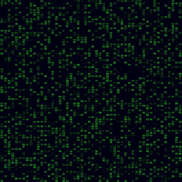 Tecnologia Fundo Verde esparso pares hexademical fundo Padrão sem costura de tamanho grande —  Vetores de Stock