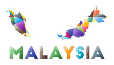 Malezya düşük renkli polyester ülke şekli çok renkli geometrik üçgenler Modern moda tasarımı