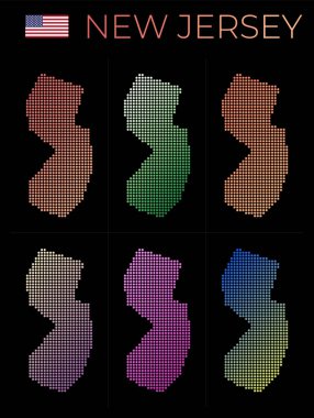 New Jersey noktalı haritası, New Jersey haritasını noktalı stil ABD sınırlarıyla dolu.