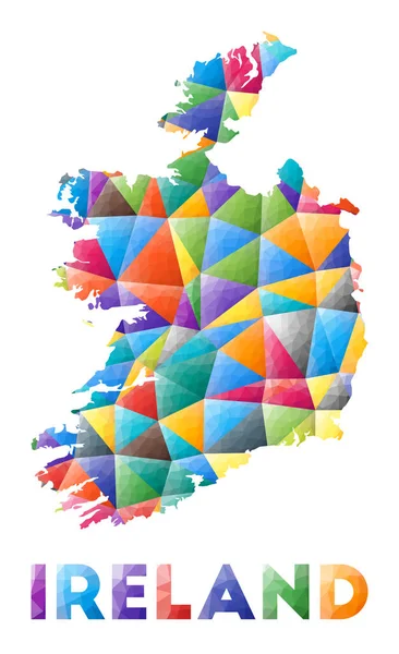 Irlanda colorido bajo polivinílico país forma Multicolor triángulos geométricos Diseño moderno de moda — Vector de stock