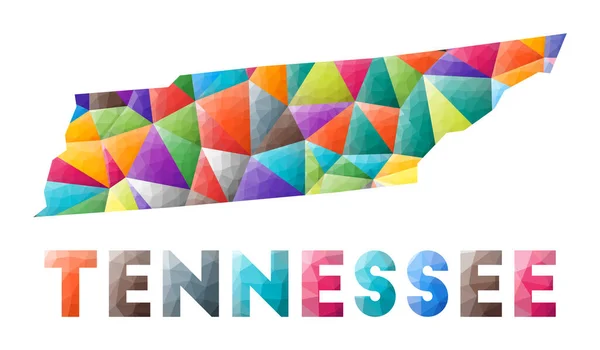 Tennessee colorato basso poli noi stato forma triangoli geometrici multicolore Design moderno alla moda — Vettoriale Stock