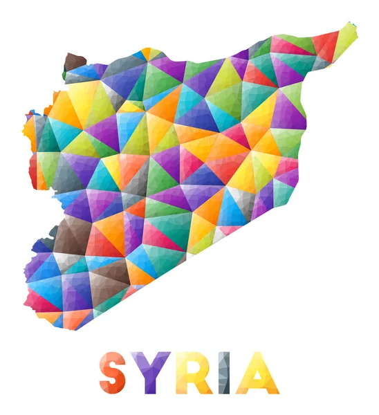 Síria colorido baixo poli país forma Multicolor triângulos geométricos Moderno design moderno — Vetor de Stock