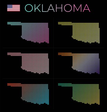 Oklahoma noktalı harita seti Oklahoma 'nın noktalı stil haritası ABD eyaletinin sınırlarıyla dolu
