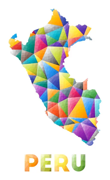 Peru colorido baixo poli país forma Multicolor triângulos geométricos Moderno design moderno Vector — Vetor de Stock