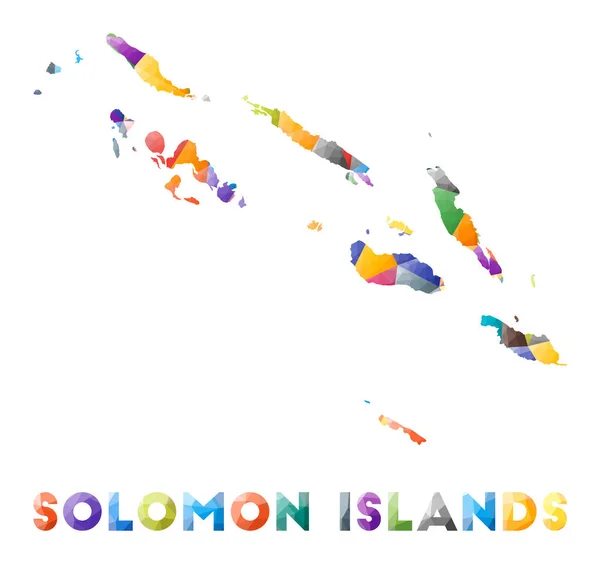 Islas Salomón colorido bajo poli país forma Multicolor triángulos geométricos Moderno de moda — Vector de stock