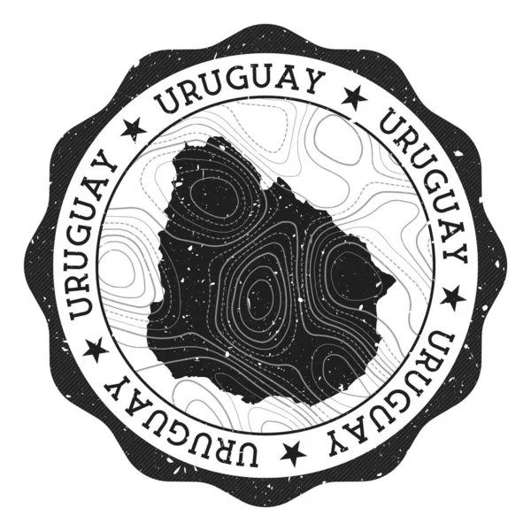 Sello exterior Uruguay Pegatina redonda con mapa de país con aislamientos topográficos Vector — Vector de stock