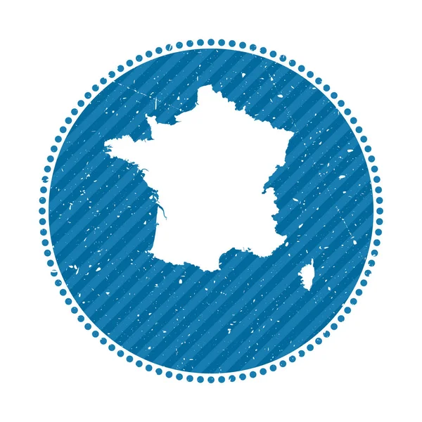 Francia rayas retro viaje etiqueta insignia con el mapa de país vector ilustración Se puede utilizar como — Vector de stock