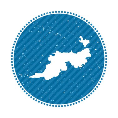 Guana Adası çizgili geçmişe dönük seyahat etiketi. Üzerinde ada vektör illüstrasyonunun haritası olabilir.