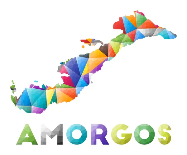 Amorgos barevné nízké poly ostrov tvar vícebarevné geometrické trojúhelníky moderní trendy design — Stockový vektor