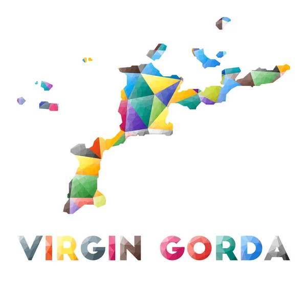 Virgin Gorda barevné nízké poly ostrov tvar vícebarevné geometrické trojúhelníky moderní trendy design — Stockový vektor