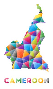 Kamerun renkli düşük polyester ülke şekli Çok renkli geometrik üçgenler Modern moda tasarımı