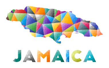 Jamaika renkli düşük polyester ülke şekli çok renkli geometrik üçgenler Modern moda tasarımı