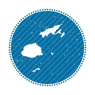 Fiji çizgili seyahat etiketi Ülke vektör illüstrasyonunun haritası ile birlikte kullanılabilir