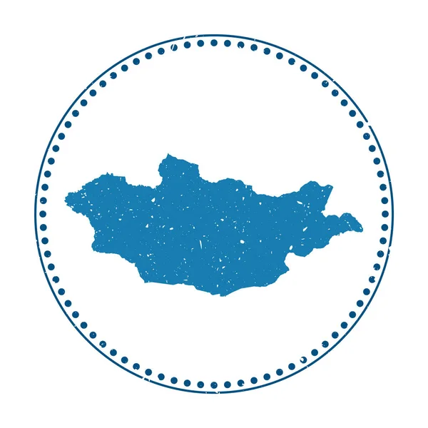Moğolistan çıkartması Ülke vektör illüstrasyonunun haritasını içeren kauçuk bir damga ile seyahat etmek — Stok Vektör