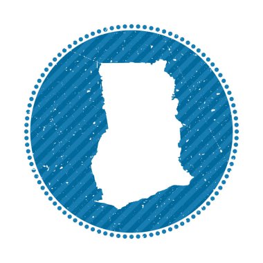 Ülke vektör illüstrasyonunun haritalı Gana çizgili geçmişe yolculuk etiketi