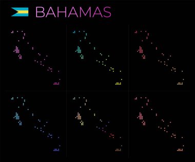 Bahamalar 'ın noktalı haritası, Bahamalar' ın haritasını noktalı stil ile belirledi. Ülke sınırları güzel sınırlarla dolu.