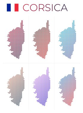 Korsika noktalı harita Korsika haritasını noktalı stil ile belirledi. Adanın sınırları güzelliklerle dolu.