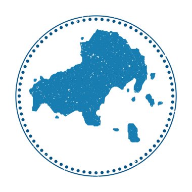 Skiathos etiketi Ada vektör illüstrasyonunun haritasını içeren kauçuk bir damga ile seyahat etmek