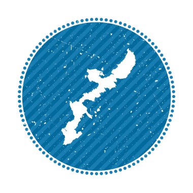 Okinawa Adası çizgili geçmişe yolculuk etiketi. Üzerinde ada vektör illüstrasyonunun haritası olabilir.