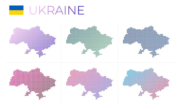 Україна пунктирною картою встановлює мапу України у пунктирному стилі Межі країни, заповнені красою. — стоковий вектор