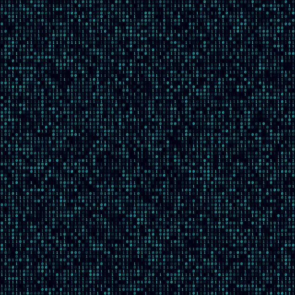 Technologie Achtergrond Cyaan gevulde binaire achtergrond Groot formaat naadloos patroon Levendige vector — Stockvector