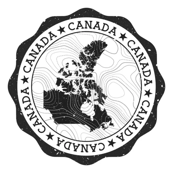 Kanada venkovní známka Kulatá samolepka s mapou země s topografickými izolacemi Vektor — Stockový vektor