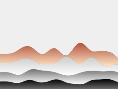 Soyut dağlar arka plan kıvrımlı katmanlar kırmızı gri renklerde Papercut stili tepeler Cool vektör